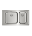 Teka Classic 2C 86 Fregadero 86 cm Sobre Encimera, 2 Cubetas de 40,6 y 34 cm, Reversible, Acero inoxidable, Serie Total