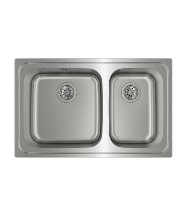 Teka Classic 2C 80 Fregadero 80 cm Sobre Encimera, 2 Cubetas de 40,6 y 28 cm, Acero inoxidable, Serie Total