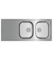 Teka Universe 80 T-XP 2C 1E Fregadero 116 cm Sobre Encimera, 2 Cubetas de 34 cm, Reversible, Acero inoxidable, Serie Total