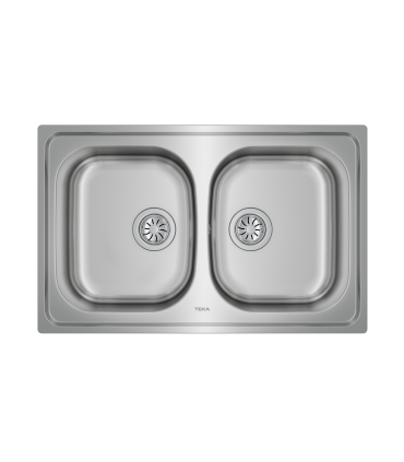 Teka Universe 80 T-XP 2C Fregadero 79 cm Sobre Encimera, 2 Cubetas de 34 cm, con orificio, Acero inoxidable, Serie Total