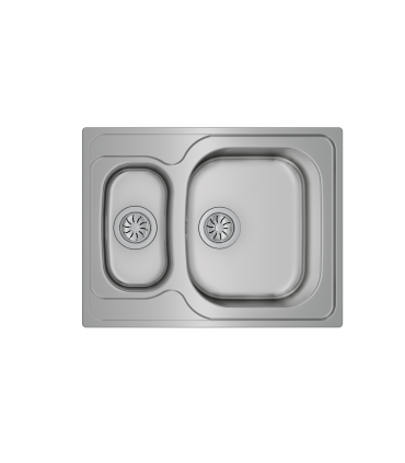 Teka Universe 60 T-XP 1½C Fregadero 65 cm Sobre Encimera, 2 Cubetas de 34 y 17 cm, Reversible, Acero inoxidable, Serie Total