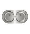 Teka DR-80 2C Fregadero 84 cm Sobre Encimera, 2 Cubetas de Ø36 cm, sin orificio, Acero inoxidable, Serie Easy