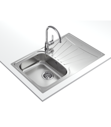 Teka Starbright 45 E-XP 1C 1E Fregadero 79 cm Sobre Encimera, 1 Cubeta 34 cm, Escurridor Derecho, Acero inoxidable, Serie Easy