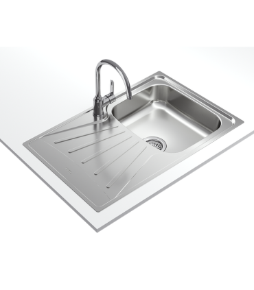 Teka Starbright 45 E-XP 1C 1E Fregadero 79 cm Sobre Encimera, 1 Cubeta 34 cm, Escurridor Izquierdo, Acero inoxidable, Serie Easy