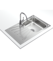 Teka Starbright 45 E-XP 1C 1E Fregadero 79 cm Sobre Encimera, 1 Cubeta 34 cm, Escurridor Izquierdo, Acero inoxidable, Serie Easy