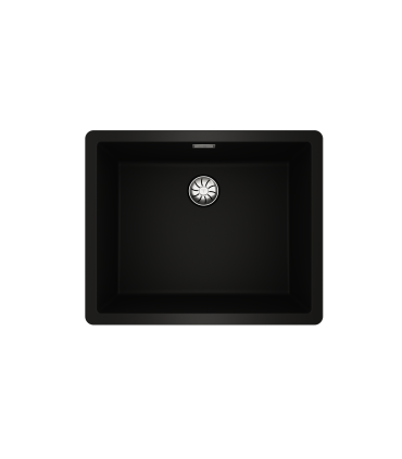 Teka Radea R10 50.40 M-TG Fregadero de Granito Tegranite+, 1 Cubeta 50 cm, Doble Instalación, Negro, Serie Maestro