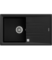 Teka Stone 50 B-TG 1C 1E Fregadero 86 cm Sobre Encimera Tegranite+, 1 Cubeta 38 cm, Escurridor Reversible, Negro, Serie Total