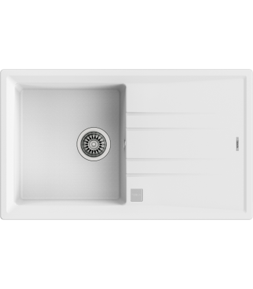 Teka Stone 50 B-TG 1C 1E Fregadero 86 cm Sobre Encimera Tegranite+, 1 Cubeta 38 cm, Escurridor Reversible, Blanco, Serie Total
