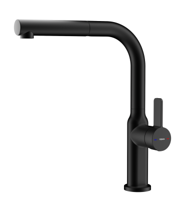 Teka OVAL 938 Grifo cocina monomando extraíble con caño giratorio y cuerpo ovalado, Negro, Serie Maestro