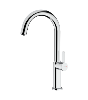 Teka OVAL 915 Grifo cocina monomando con caño giratorio y cuerpo ovalado, Plateado, Serie Total