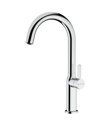 Teka OVAL 915 Grifo cocina monomando con caño giratorio y cuerpo ovalado, Plateado, Serie Total