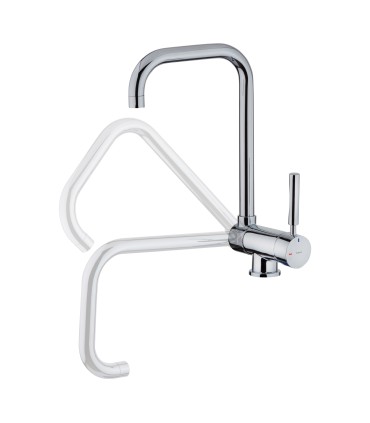 Teka MTP 984 Grifo cocina monomando con caño, giratorio y abatible, Plateado, Serie Easy