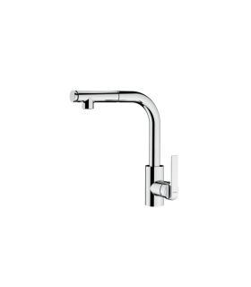 Teka IN 938 PLUS Grifo cocina monomando extraíble con caño giratorio, Plateado, Serie Maestro