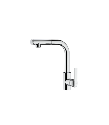 Teka IN 938 PLUS Grifo cocina monomando extraíble con caño giratorio, Plateado, Serie Maestro