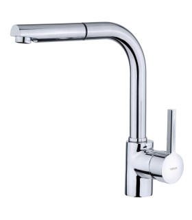 Teka ARK 938 Grifo cocina monomando extraíble con caño giratorio de gran resistencia, Plateado, Serie Maestro
