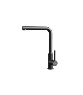 Teka UNI 9331 Grifo cocina monomando extraíble con caño giratorio de gran calidad, Acero negro, Serie Maestro