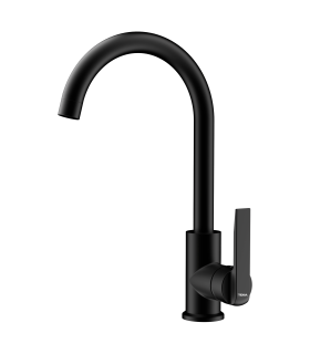 Teka IN 915 Grifo cocina monomando con caño giratorio, Negro, Serie Easy