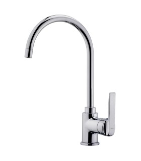 Teka IN 995 Grifo cocina monomando con caño giratorio, Plateado, Serie Easy
