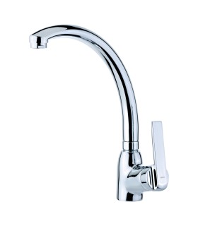 Teka IN 914 Grifo cocina monomando con caño giratorio, Plateado, Serie Easy