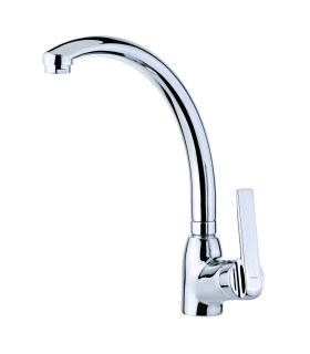Teka IN 914 Grifo cocina monomando con caño giratorio, Plateado, Serie Easy