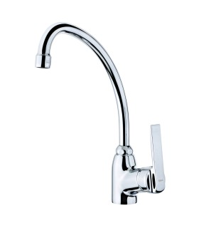 Teka IN 912 Grifo cocina monomando con caño giratorio, Plateado, Serie Easy