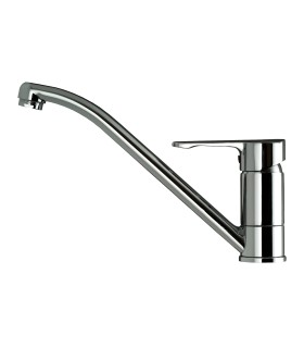 Teka ML Grifo cocina monomando con caño bajo giratorio, Plateado, Serie Easy