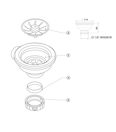 Teka Helixpro 1b wo/ovf Válvula HelixPro para fregadero sin rebosadero, Acero inoxidable