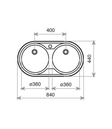 Teka DR-80 2C Fregadero 84 cm Sobre Encimera, 2 Cubetas de Ø36 cm, con orificio, Acero inoxidable, Serie Easy