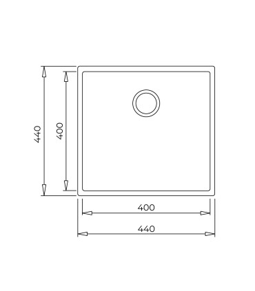 Teka Square 40.40 TG Fregadero Bajo Encimera de Granito Tegranite+, 1 Cubeta 40 cm, Blanco, Serie Maestro