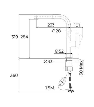 Teka OVAL 938 Grifo cocina monomando extraíble con caño giratorio y cuerpo ovalado, Plateado, Serie Maestro