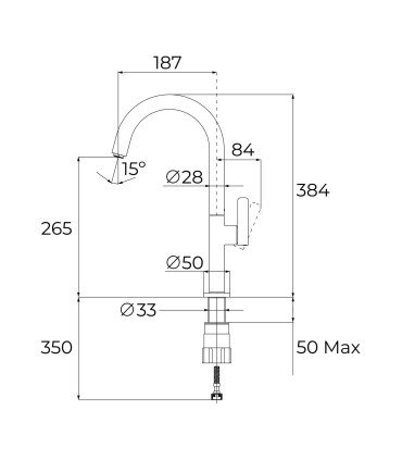 Teka OVAL 915 Grifo cocina monomando con caño giratorio y cuerpo ovalado, Negro, Serie Total