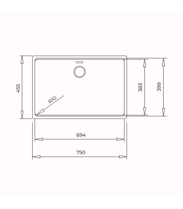 Teka Radea R10 70.40 M-TG Fregadero de Granito Tegranite+, 1 Cubeta 69,4 cm, Doble Instalación, Negro, Serie Maestro
