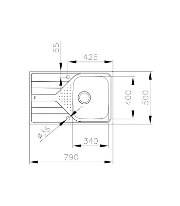 Teka Universe 45 T-XP 1C 1E Fregadero 79 cm Sobre Encimera, 1 Cubeta 34 cm, Escurridor Izquierdo, Acero inoxidable, Serie Total