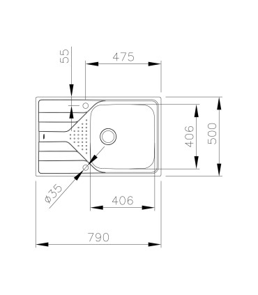 Teka Universe 50 T-XP 1C 1E Max Fregadero 79 cm Sobre Encimera, 1 Cubeta 40,6 cm, Derecho, Acero inoxidable, Serie Total