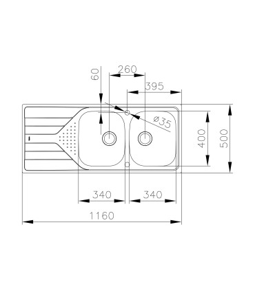 Teka Universe 80 T-XP 2C 1E Fregadero 116 cm Sobre Encimera, 2 Cubetas de 34 cm, Reversible, Acero inoxidable, Serie Total