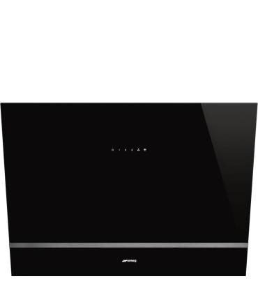 Smeg KV28N Campana inclinada decoración mural, Estetica Universal, Cristal Negro, 80 cm