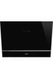 Smeg KV28N Campana inclinada decoración mural, Estetica Universal, Cristal Negro, 80 cm