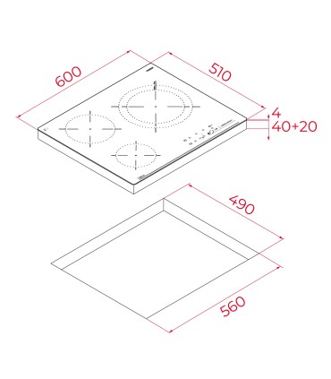 Teka TBC 63620 Vitrocerámica de 60 cm con funciones para hacer paella, yogur y arroz, Negro, Serie Maestro