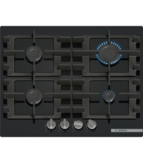 Bosch PNP6B6K40 Serie 4, Placa de gas, 60 cm, Vidrio templado, Negro