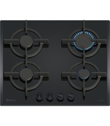 Balay 3ETG664RB Placa de gas, 60 cm, Cristal templado, Negro