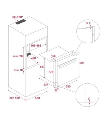 Teka HLB 8400 P FBK Horno multifunción pirolítico SurroundTemp con 8 funciones de cocinado, Negro, Serie Maestro