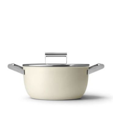 Smeg CSF2412CRM Olla antiadherente, 24 cm, Color crema