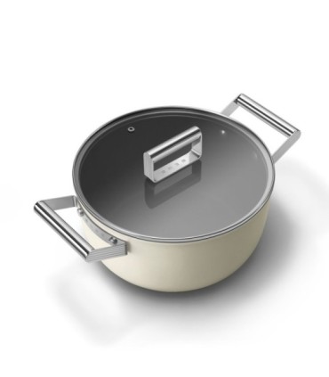 Smeg CSF2412CRM Olla antiadherente, 24 cm, Color crema