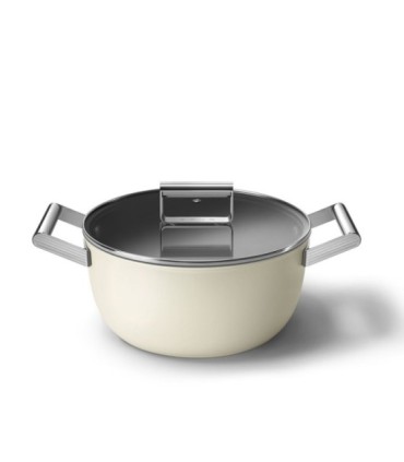 Smeg CSF2412CRM Olla antiadherente, 24 cm, Color crema