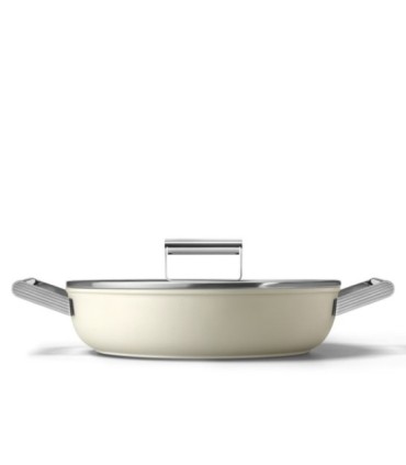 Smeg DPF2812CRM Cacerola antiadherente, 28 cm, Color crema