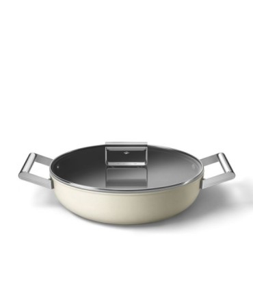 Smeg DPF2812CRM Cacerola antiadherente, 28 cm, Color crema