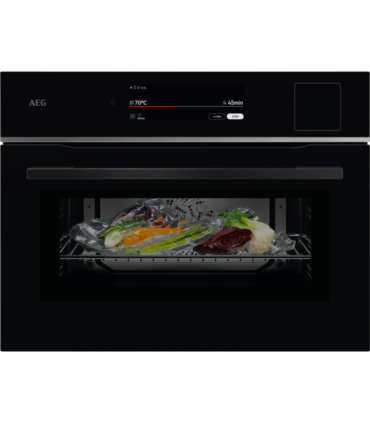 AEG TP9SK821B Horno compacto de vapor Serie 9000 ProAssist con SteamPro con limpieza al vapor, Negro