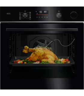 AEG TR6PB531SB Horno de vapor Serie 6000 SenseCook con SteamCrisp con limpieza pirolítica, Negro