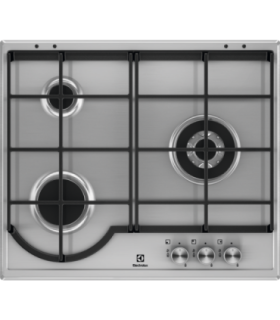 Electrolux EGH6333BOX Placa de gas de 60 cm, Acero inoxidable antihuellas