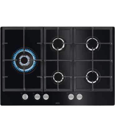 AEG HKB75820NB Placa de gas Serie 6000 Gas on Glass de 75 cm, Negro